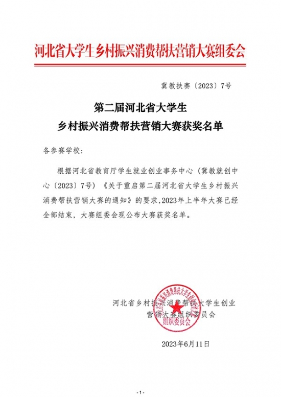喜報 | 我院在第二屆河北省大學生鄉村振興消費幫扶營銷大賽中取得佳績